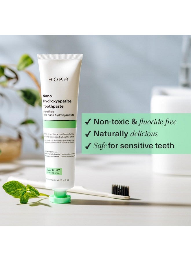 Fluoride Free Toothpaste Nano Hydroxyapatite Remineralizing Sensitive Teeth Whitening Dentist Recommended For Adult & Kids Oral Care Ela Mint Natural Flavor 4Oz 1 Pk Us Manufactured