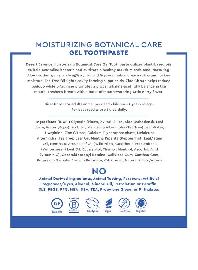 Moisturizing Botanical Care Gel Toothpaste 4.5 Oz.25% Xylitolincrease Moisture And Salivaneutralize Bacteria Soothe Gums