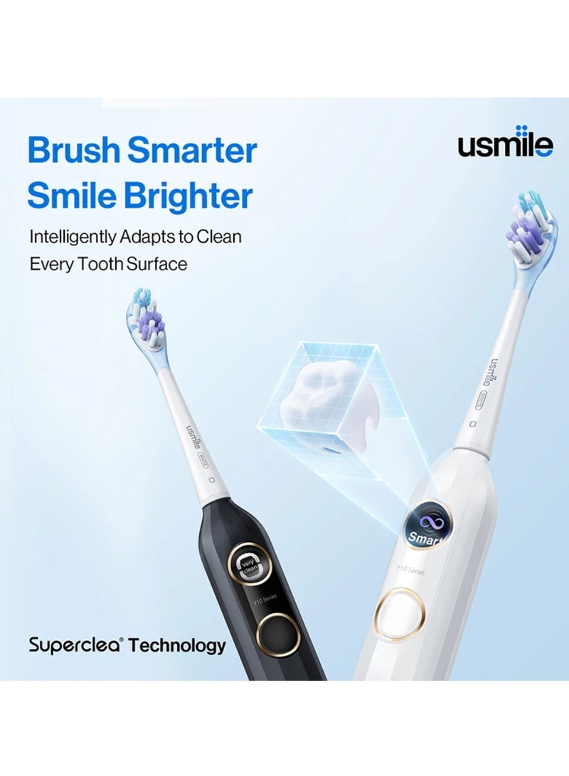 Y10 Sonic Electric Toothbrush - Feedback Display, 4 Brushing Modes, Soft Rubber Brush Head, IPX8 Waterproof, 6 Months Battery Life, Smart Mode, Blind Zone Detection And Pressure Sensor (Black)