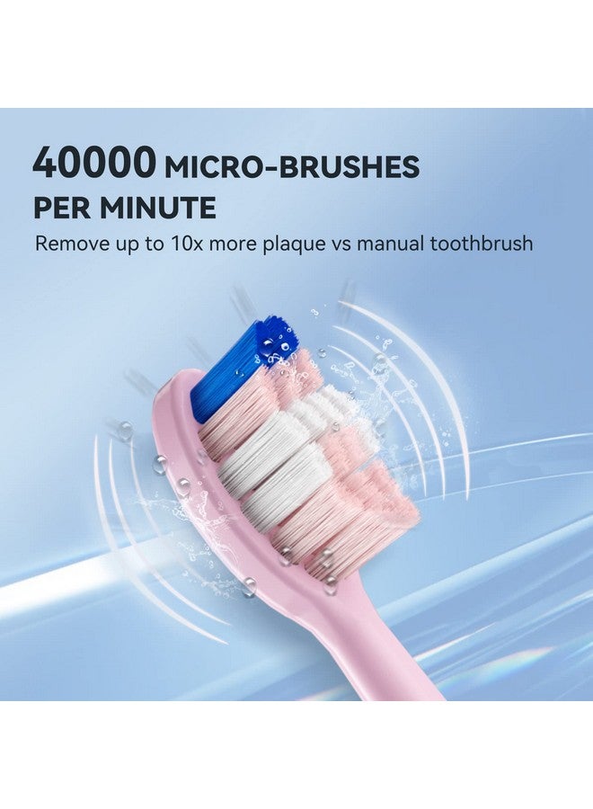 Sonic Electric Toothbrushwith Travel Case And 6 Brush Heads Fast Charging Toothbrushes For 60 Days Long Lasting 5 Modes Power Toothbrush For Women Pink