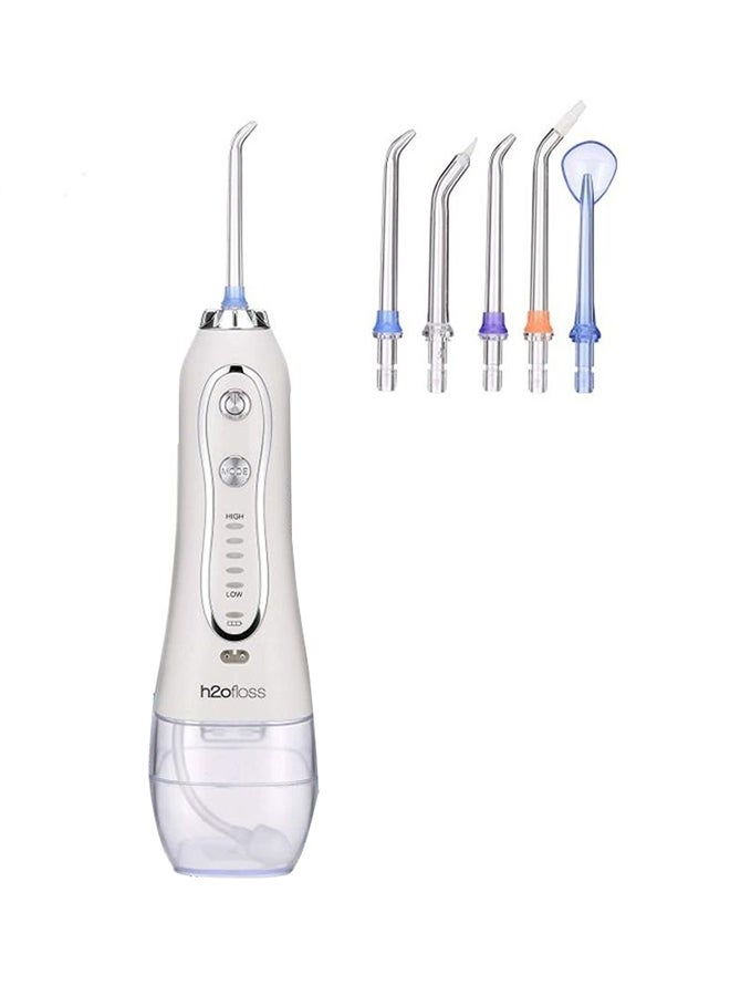 Cordless Water Dental Flosser, Portable Oral Irrigator For Teeth, Braces, Rechargeable And Ipx7 Waterproof Teeth Cleaner For Home Travel Hf6 White 300ml