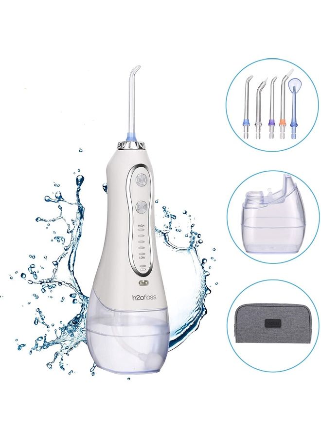 Cordless Water Dental Flosser, Portable Oral Irrigator For Teeth, Braces, Rechargeable And Ipx7 Waterproof Teeth Cleaner For Home Travel Hf6 White 300ml