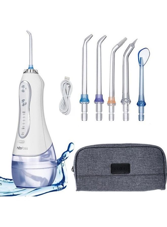 Cordless Water Dental Flosser, Portable Oral Irrigator For Teeth, Braces, Rechargeable And Ipx7 Waterproof Teeth Cleaner For Home Travel Hf6 White 300ml