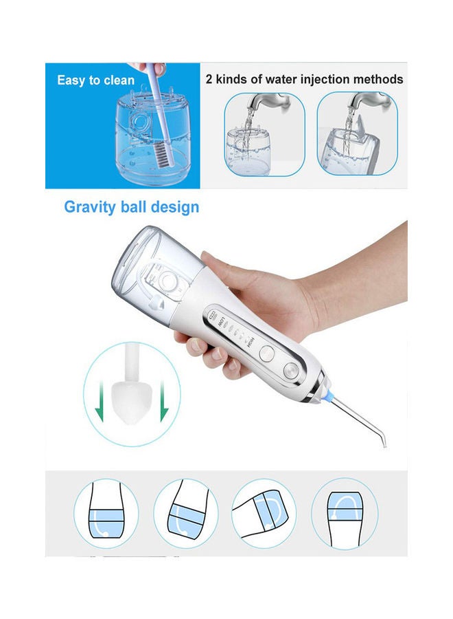 Cordless Water Dental Flosser, Portable Oral Irrigator For Teeth, Braces, Rechargeable And Ipx7 Waterproof Teeth Cleaner For Home Travel Hf6 White 300ml