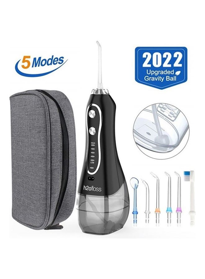 Water Flosser For Teeth Cordless 300Ml Portable Oral Irrigator Flosser 5 Cleaning Modes And 6 Jet Tips, Ipx7 Waterproof - Black