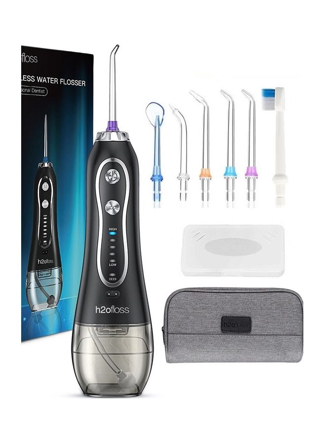 Water Flosser For Teeth Cordless 300Ml Portable Oral Irrigator Flosser 5 Cleaning Modes And 6 Jet Tips, Ipx7 Waterproof - Black