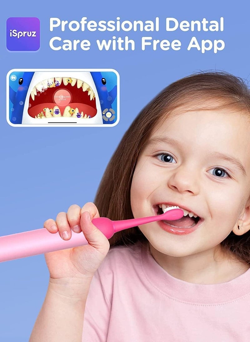 K7S Kids Electric Toothbrush for Age 4+, Rechargeable Power Toothbrush with Pressure Sensor, Bluetooth Kids Toothbrush Boys and Girls, 3 Modes, 2Mins Smartimer