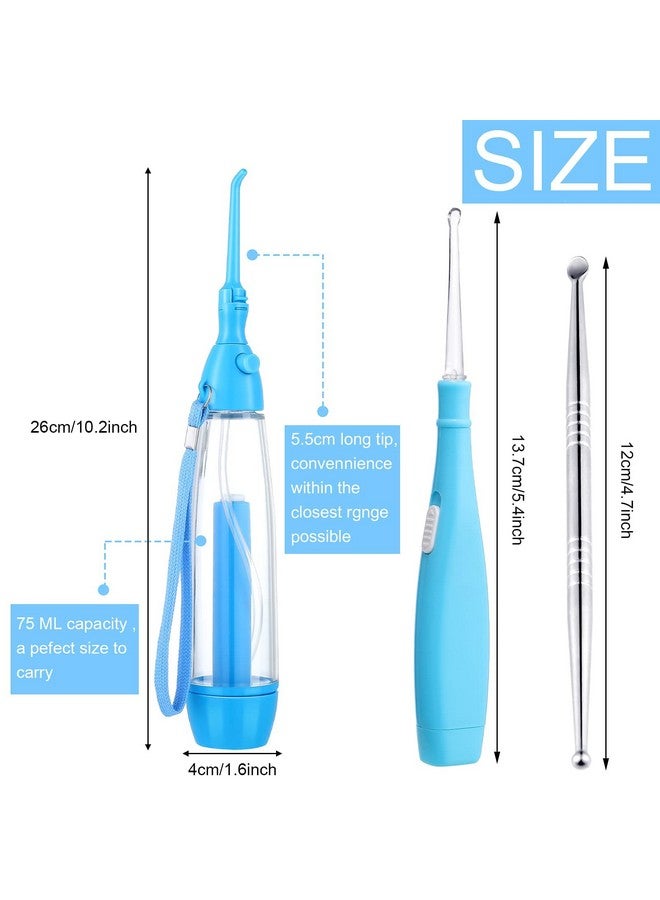 Tonsil Stone Remover 1 Manual Pump Type Low Pressure Irrigator Oral Water Pick 1 Tonsil Stone Remover With Led Light 1 Stainless Steel Tonsil Stone Removal Tools To Get Rid Of Bad Breath (Blue)