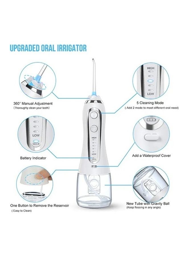 5-Mode IPX 7 Waterproof Cordless Dental Water Flosser Teeth Cleaning Set White