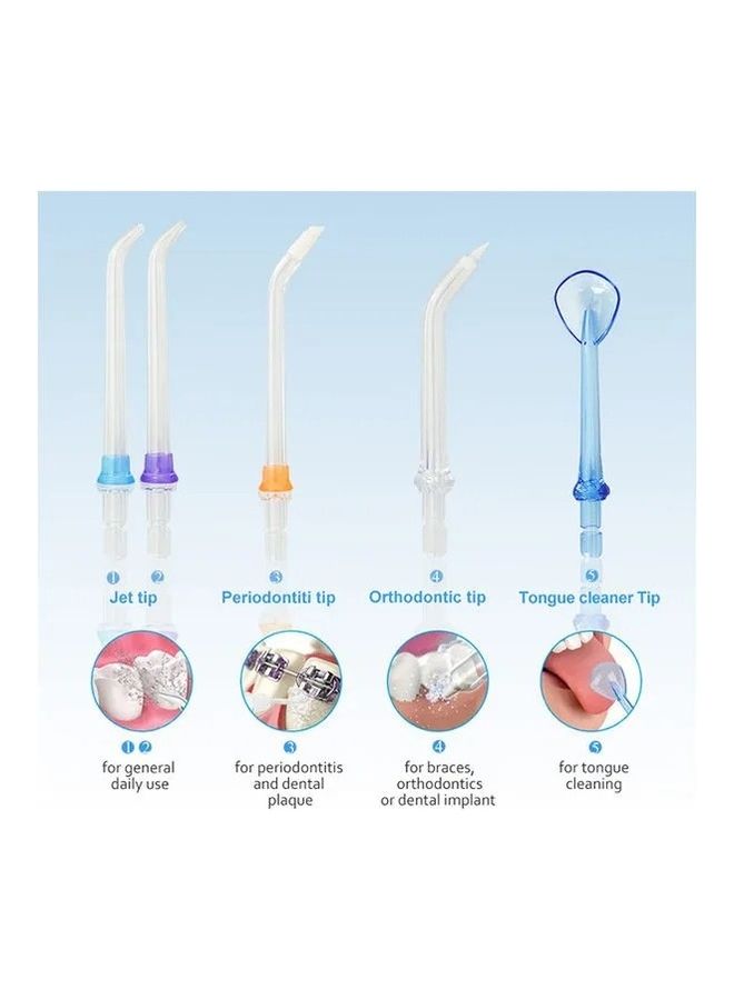 5-Mode IPX 7 Waterproof Cordless Dental Water Flosser Teeth Cleaning Set White