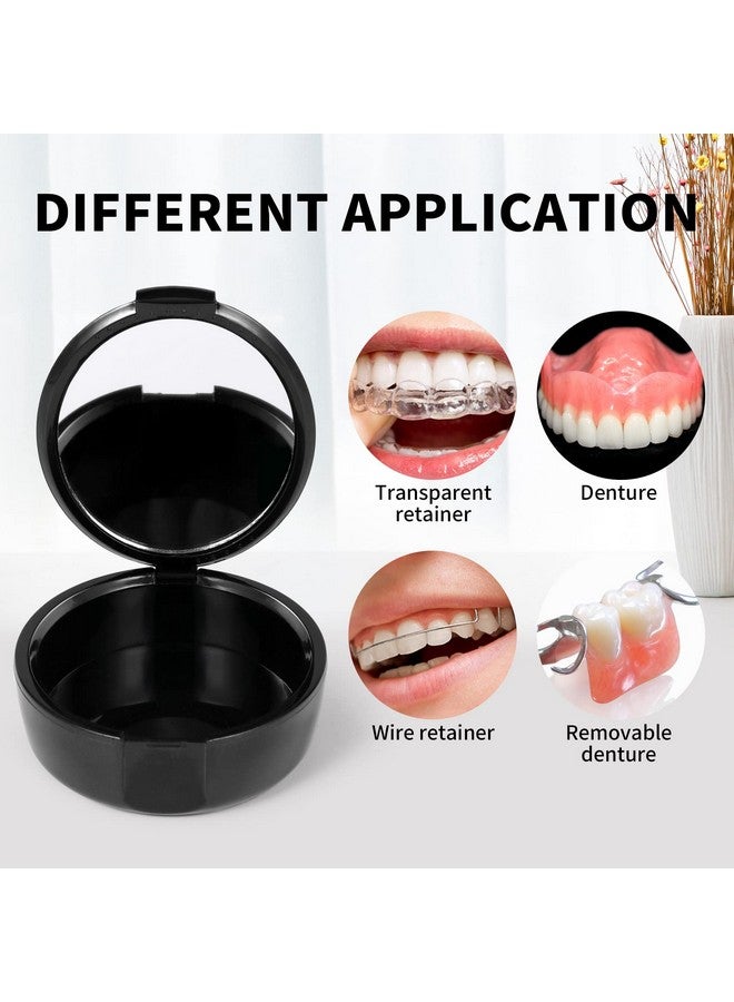 Orthodontic Retainer Case With Mirror Mouthguard Case Small Retaniner Container Partial Denture Holder Case With Vent Holes For Night Guards Aligner Trays Dentureblack