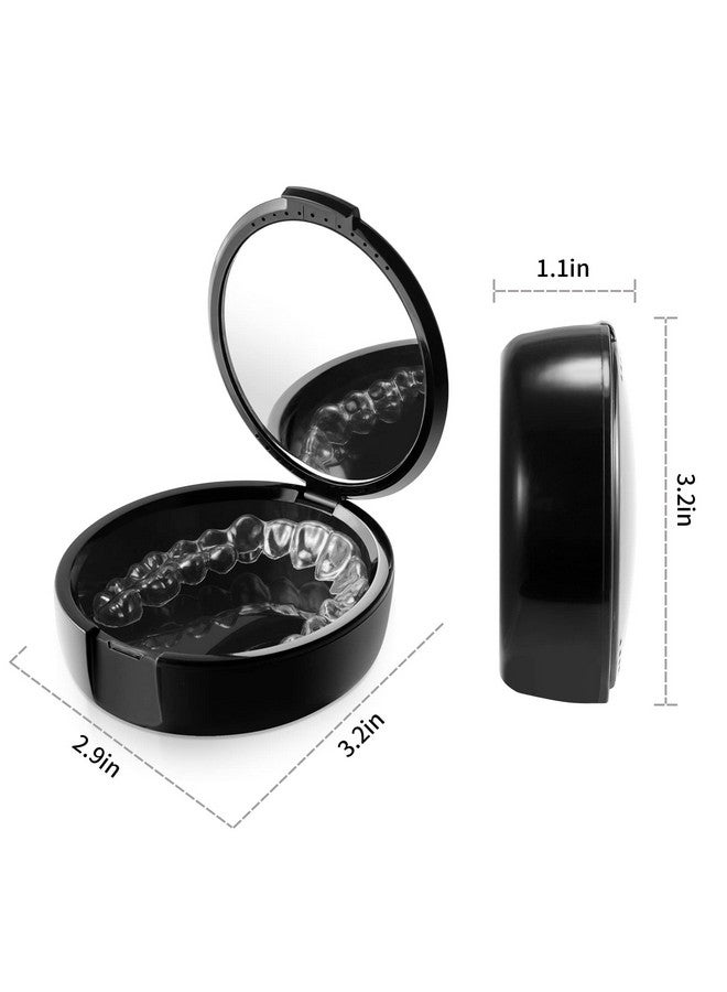 Orthodontic Retainer Case With Mirror Mouthguard Case Small Retaniner Container Partial Denture Holder Case With Vent Holes For Night Guards Aligner Trays Dentureblack