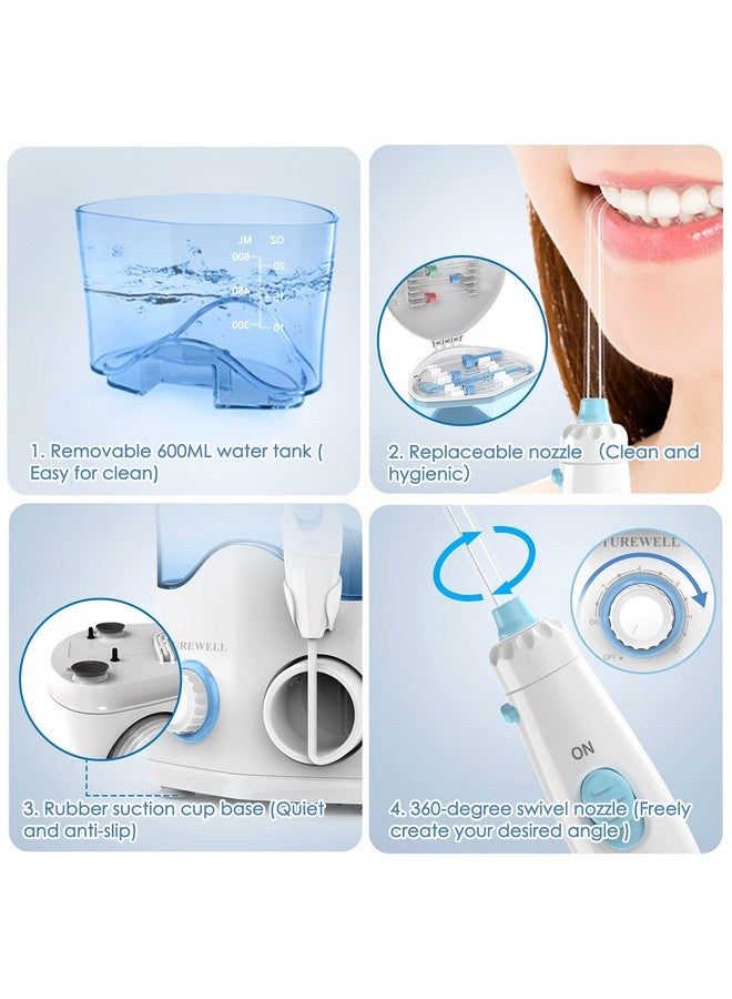 Fc162 Water Dental Flosser For Teeth/Braces10 Pressure Levels 8 Water Jet Tips For Family 600Ml Electric Water Dental Oral Irrigator For Teeth Clean (White)