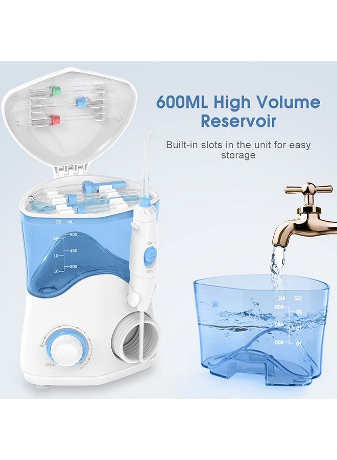 Fc162 Water Dental Flosser For Teeth/Braces10 Pressure Levels 8 Water Jet Tips For Family 600Ml Electric Water Dental Oral Irrigator For Teeth Clean (White)