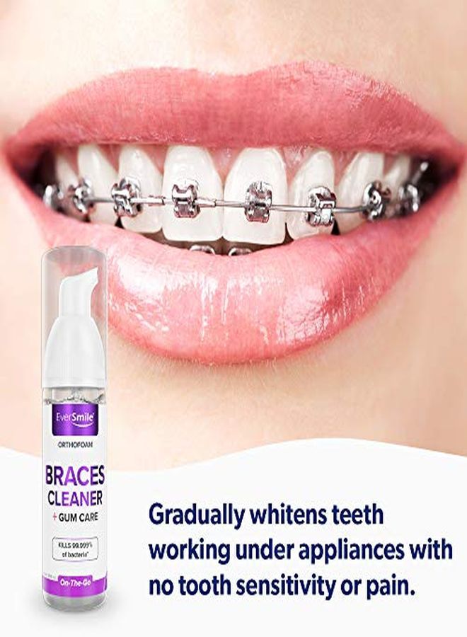 Braces Cleaner - Cleans Under Metal, Ceramic Or Clear Brackets & Wires. Can Brush Or Rinse With & Use In Trays. Foaming Bubbles Whiten Teeth & Fight Plaque (1 Pack)(Packaging May Vary)