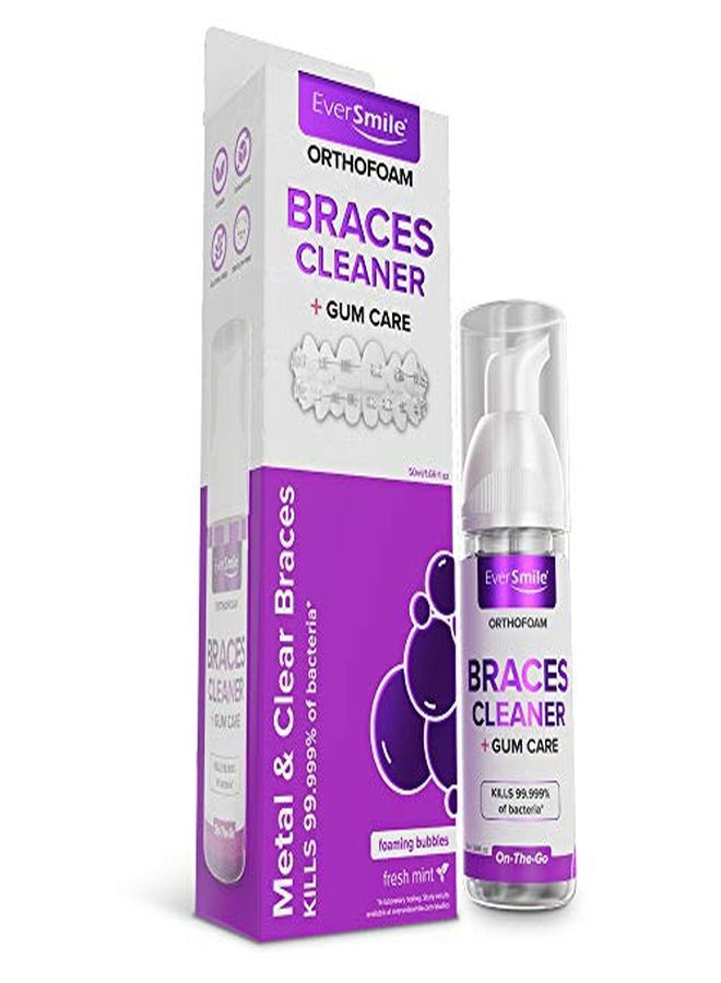 Braces Cleaner - Cleans Under Metal, Ceramic Or Clear Brackets & Wires. Can Brush Or Rinse With & Use In Trays. Foaming Bubbles Whiten Teeth & Fight Plaque (1 Pack)(Packaging May Vary)