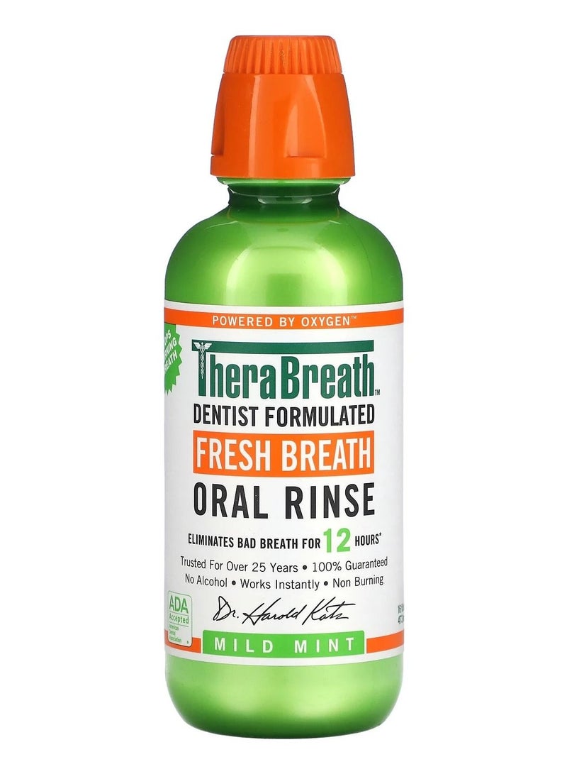 TheraBreath Fresh Breath Dentist Formulated Oral Rinse, Mild Mint, 16 Ounce 500 ml