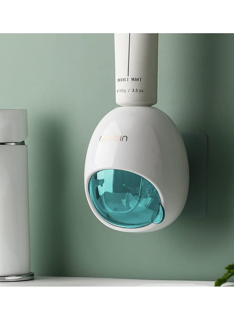 SYOSI Toothpaste Dispenser Wall Mount for Kids and Adults Automatic Squeezer Kit with Dustproof Cover Bathroom Holder