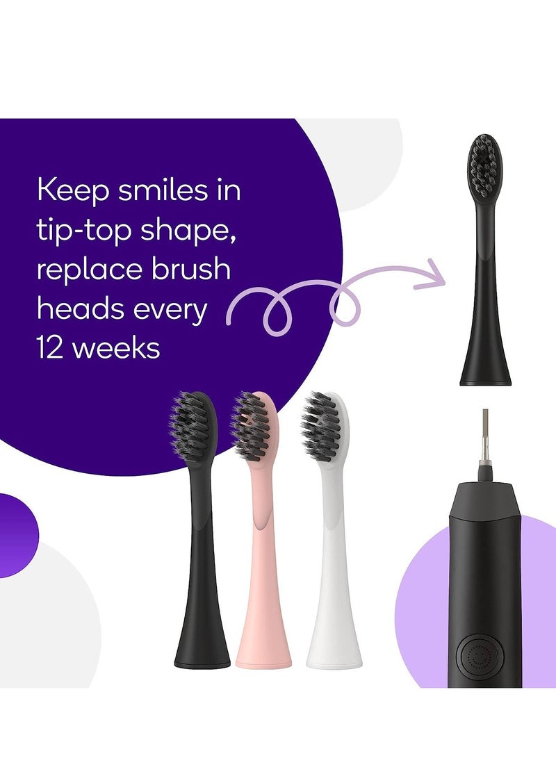 BURST Toothbrush Heads - Genuine BURST Electric Toothbrush Replacement Heads for BURST Sonic Toothbrush – Charcoal Soft Bristles for Deep Clean, Stain & Plaque Removal - 3-Pack, Rose Gold