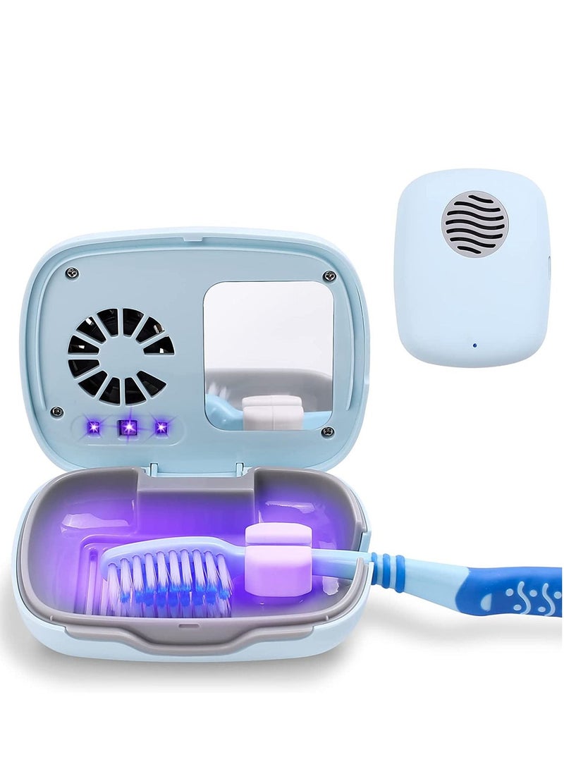 Toothbrush Sanitizer with UV Light Rechargeable Mini UVC Toothbrush Sterilizer Case with Fan and USB for Travel or Home Long Battery Life Fits All Types&Sizes Toothbrushes