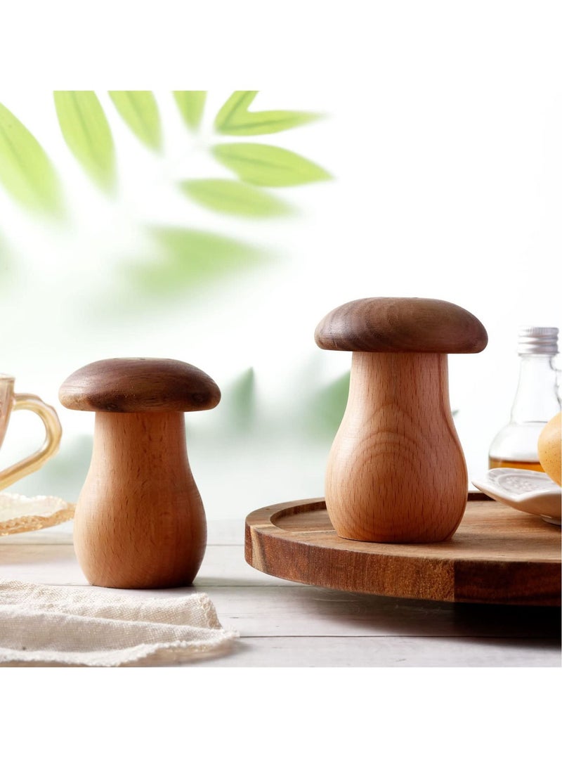Toothpick Holder Dispenser, 2 Pcs Bamboo Toothpicks Wooden with Container Cute Decorative Mushroom Tooth Pick Holders for Home Decoration and Restaurant