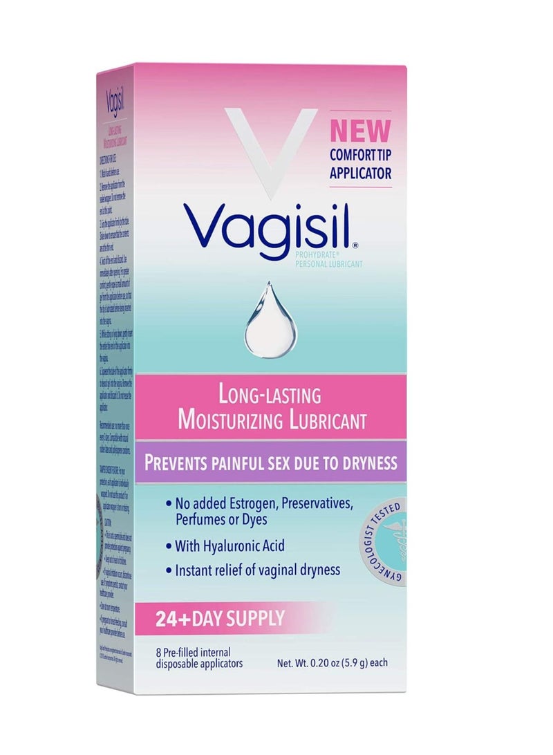 Vagisil Prohydrate Internal Vaginal Moisturizer, Gel & Lubricant for Women, Gynecologist Tested, 8 Count Pack of 1