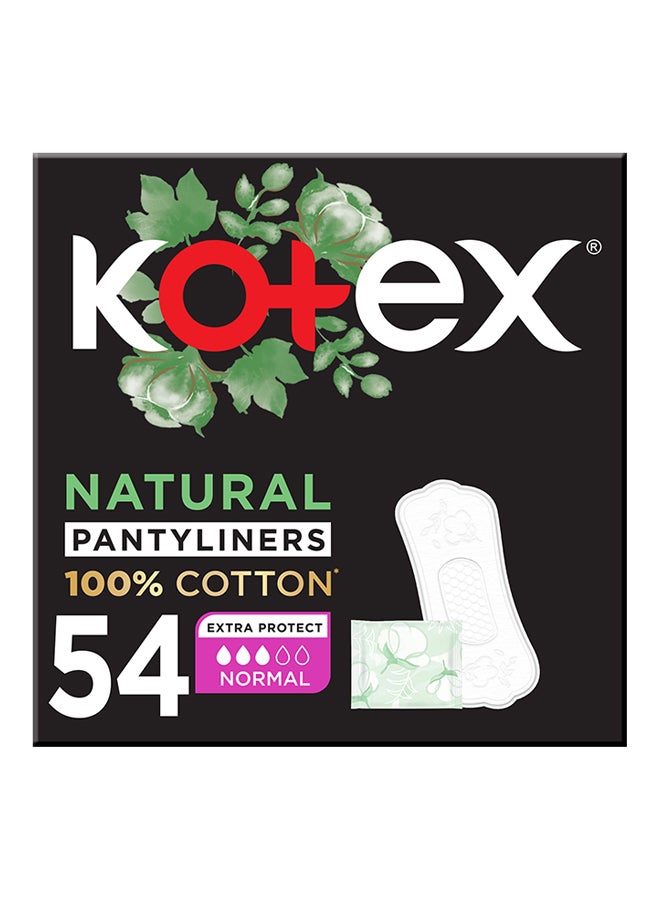 Natural Panty Liners, 100% Cotton, Normal Size, 54 Daily Panty Liners 54 Pieces