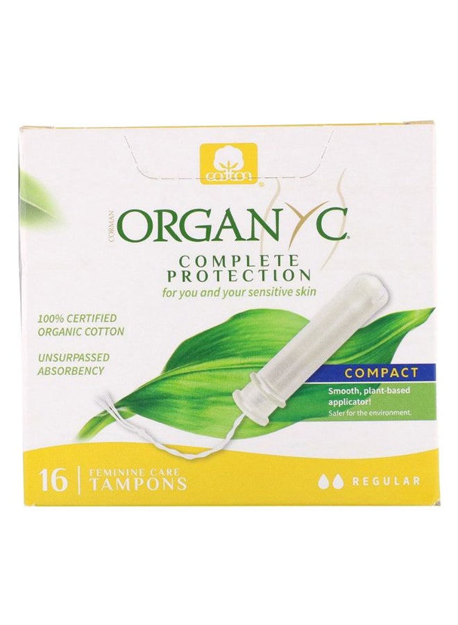 Pack Of 16 Organic Compact Regular Absorbency Tampons White