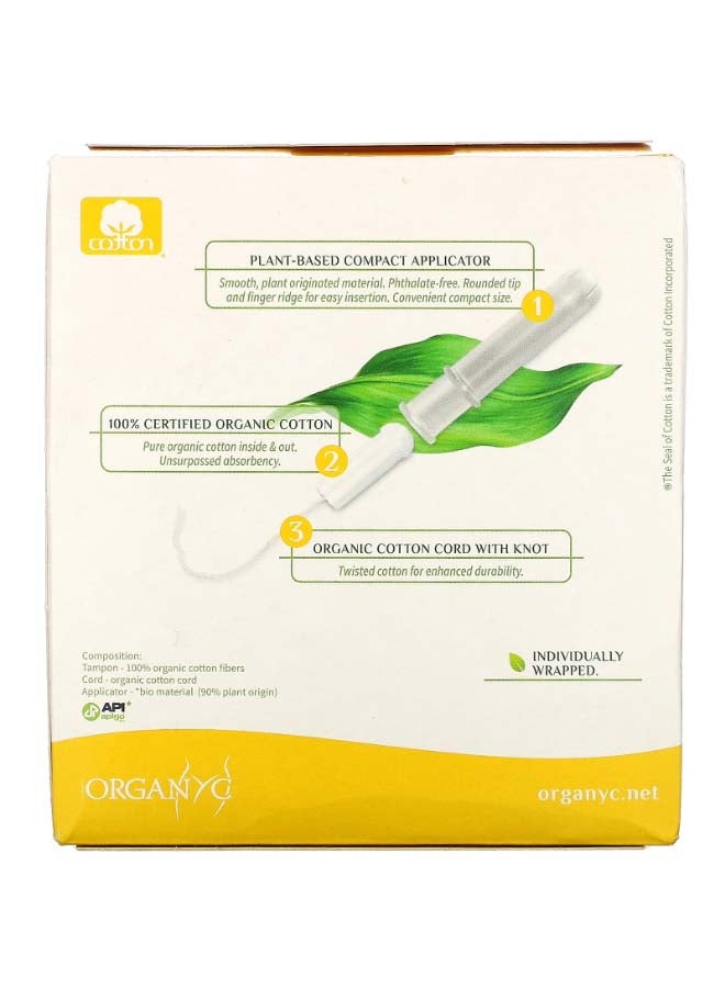 Pack Of 16 Organic Compact Regular Absorbency Tampons White