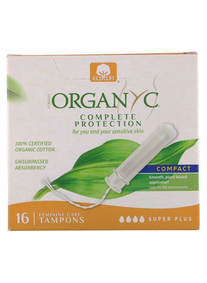 16-Piece Organic Super Plus Compact Absorbency Tampon Set