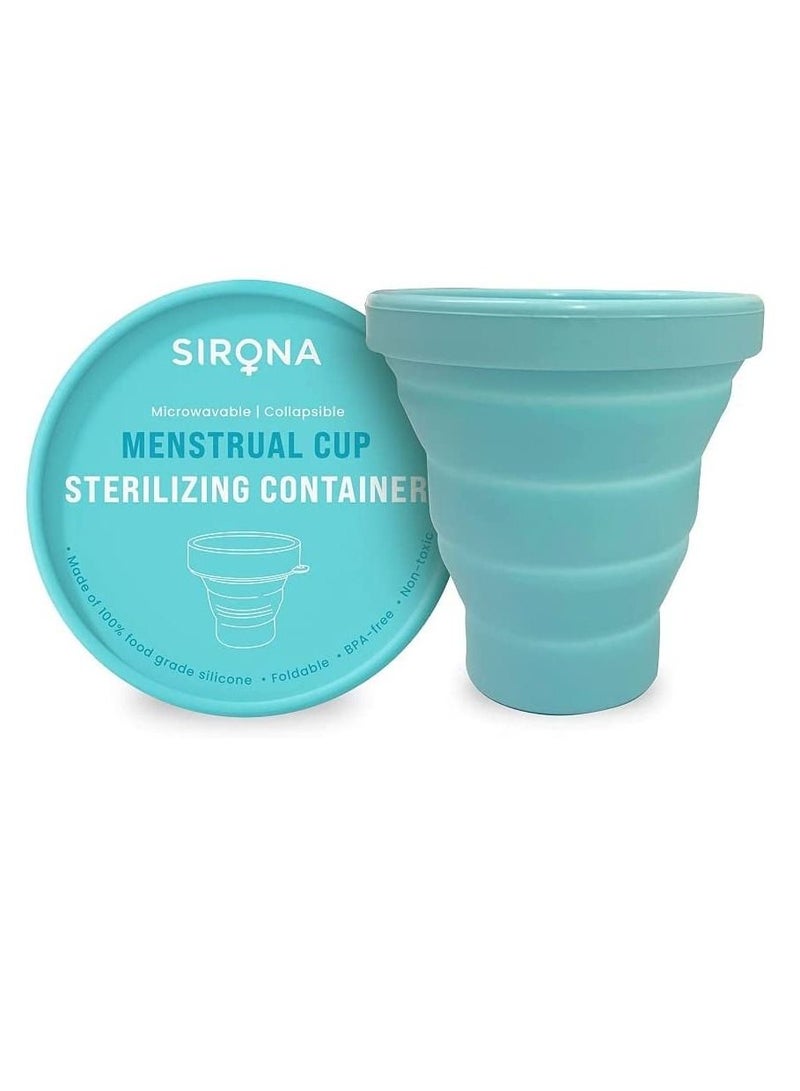 Sirona Collapsible Silicone Cup Foldable Sterilizing Container Cup for Menstrual Cup - 1 Unit with Reusable Menstrual Cup - Large (Pack of 1) | Kills 99% of Germs | Menstrual Cup Sterilizer