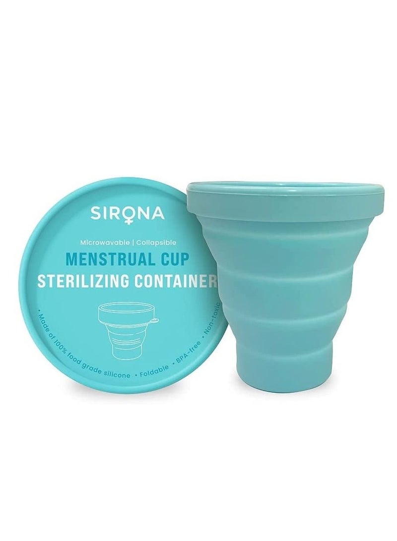 Sirona Collapsible Silicone Cup Foldable Sterilizing Container Cup for Menstrual Cup - 1 Unit with Reusable Menstrual Cup - Small (Pack of 1) | Kills 99% of Germs | Menstrual Cup Sterilizer