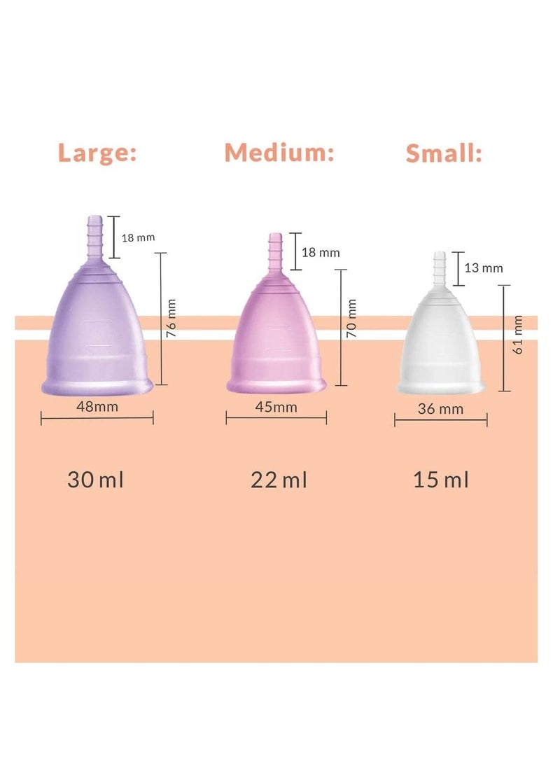 Sirona Reusable Menstrual Cup for Women with Pouch | Ultra Soft, Odour and Rash Free | 100% Medical Grade Silicone | No Leakage | Protection for Up to 8-10 Hours | FDA Approved (Small & Medium)