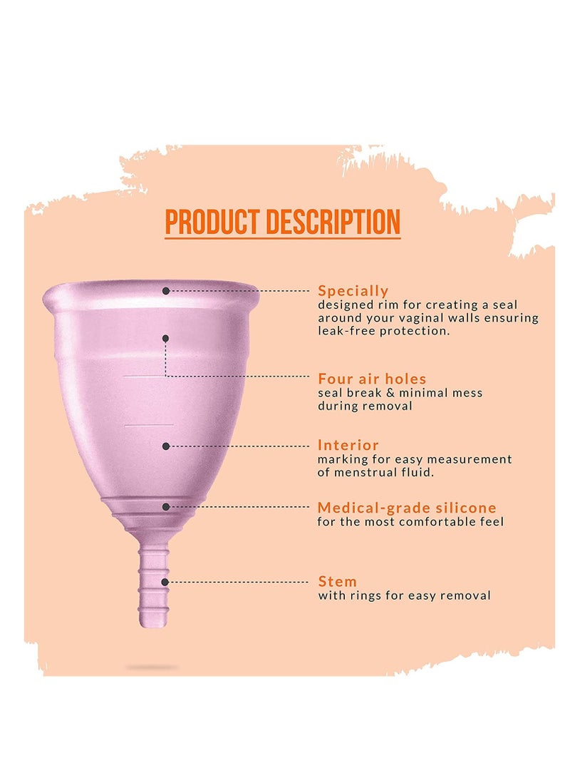 Sirona Reusable Menstrual Cup for Women with Pouch | Ultra Soft, Odour and Rash Free | 100% Medical Grade Silicone | No Leakage | Protection for Up to 8-10 Hours | FDA Approved (Small & Medium)