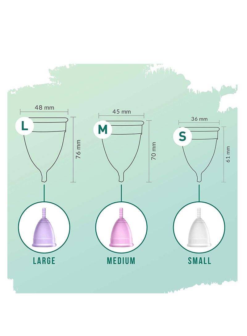 Sirona Reusable Menstrual Cup for Women | Ultra Soft Odour & Rash Free | 100% Medical Grade Silicone | No Leakage | with Intimate Wet Wipes - 10 Wipes (Small Cup & 10 Wipes)