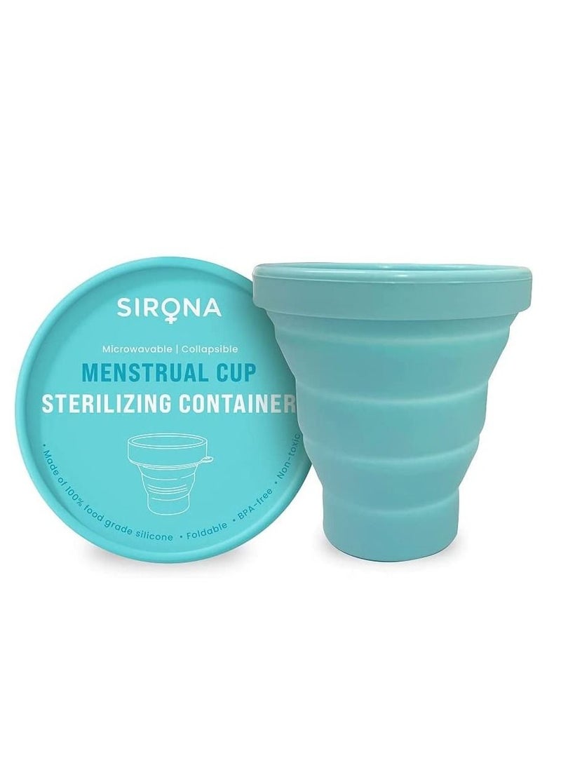 Sirona Collapsible Silicone Cup Foldable Sterilizing Container Cup for Menstrual Cup - 1 Unit with Reusable Menstrual Cup - Medium (Pack of 1) | Kills 99% of Germs | Menstrual Cup Sterilizer