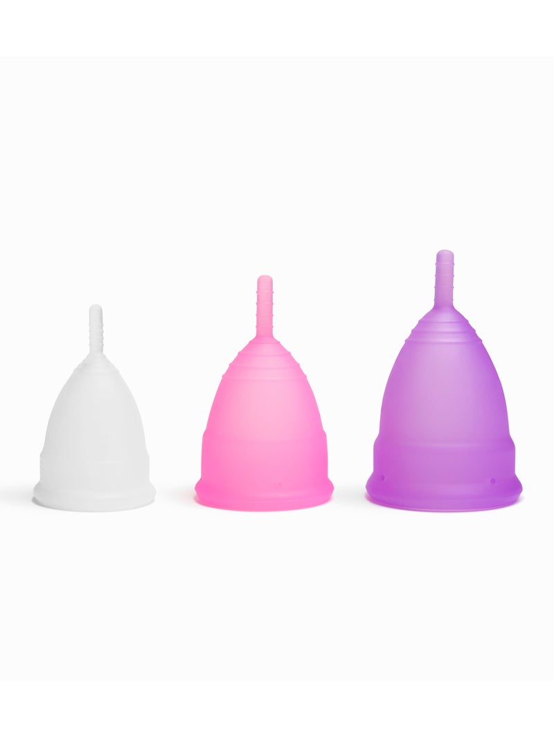 Sirona Reusable Menstrual Cup for Women with Pouch Ultra Soft Odour and Rash Free 100% Medical Grade Silicone No Leakage Protection for Up to 8-10 Hours FDA Approved Medium and Large - 2 PCs