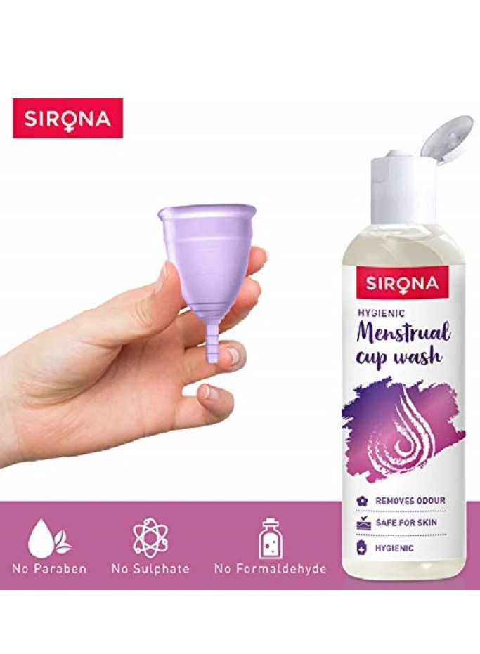 Sirona Reusable Menstrual Cup for Women - Small with Rose Fragrance Menstrual Cup Wash - 100 ml (Small Cup & Cup Wash)