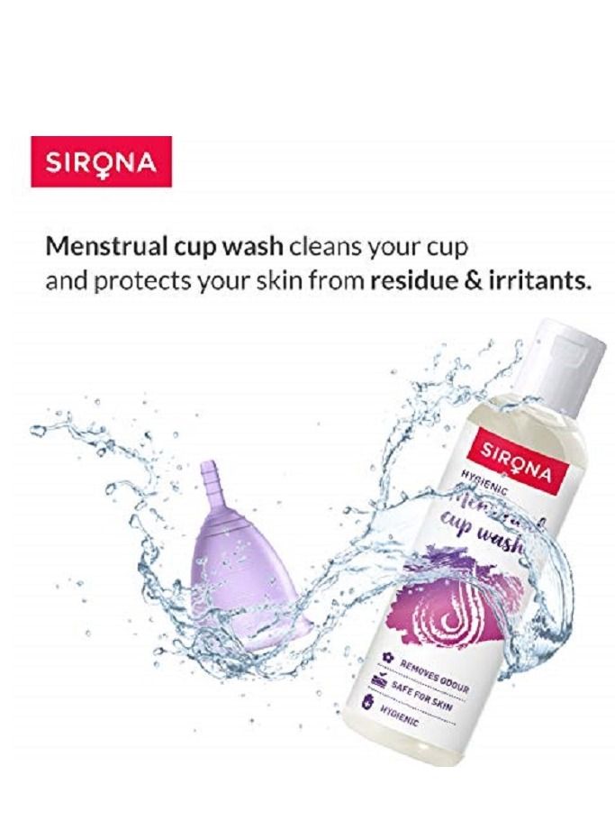 Sirona Reusable Menstrual Cup for Women - Small with Rose Fragrance Menstrual Cup Wash - 100 ml (Small Cup & Cup Wash)