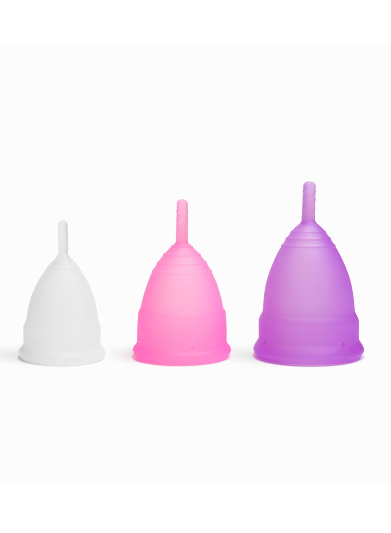 Sirona Reusable Menstrual Cup for Women with Pouch Ultra Soft Odour & Rash Free 100% Medical Grade Silicone No Leakage Protection for Up to 8-10 Hours US FDA Registered - Medium (Pack of 2)