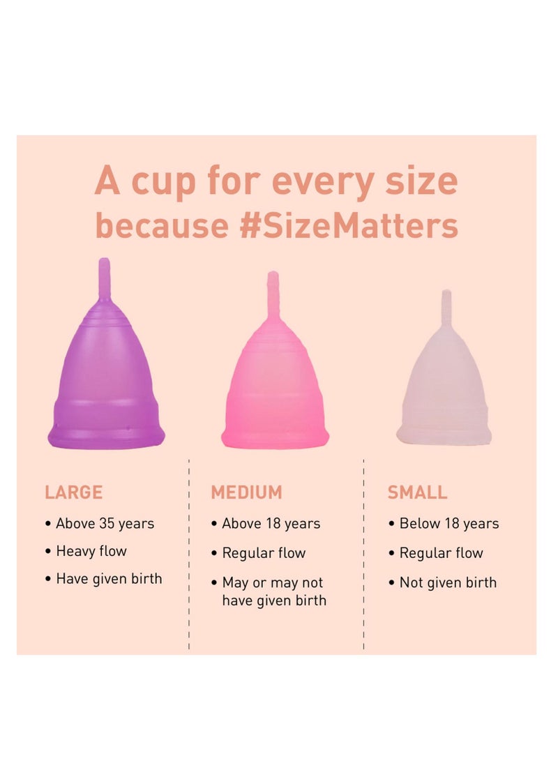 Sirona Reusable Menstrual Cup Combo for Women with Drawstring Pouch, Ultra Soft Odour & Rash Free, 100% Medical Grade Silicone Include Mini Intimate Wash & Menstrual Cup Wash (15ml) to Clean Your Cup