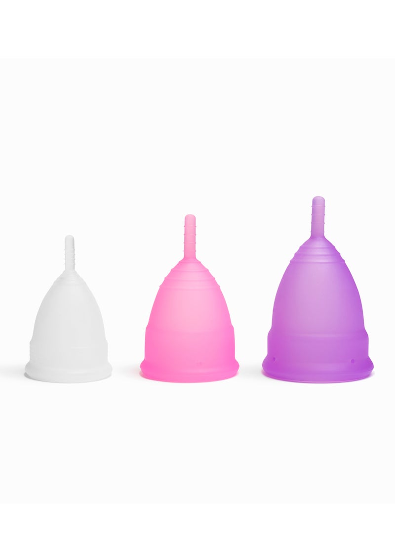 Sirona Reusable Menstrual Cup Women with Pouch | Ultra Soft Odor Rash Free | 100% Medical Grade Silicone | No Leakage Protection for Up to 8-10 Hours | US FDA Registered - Large (Pack of 2)