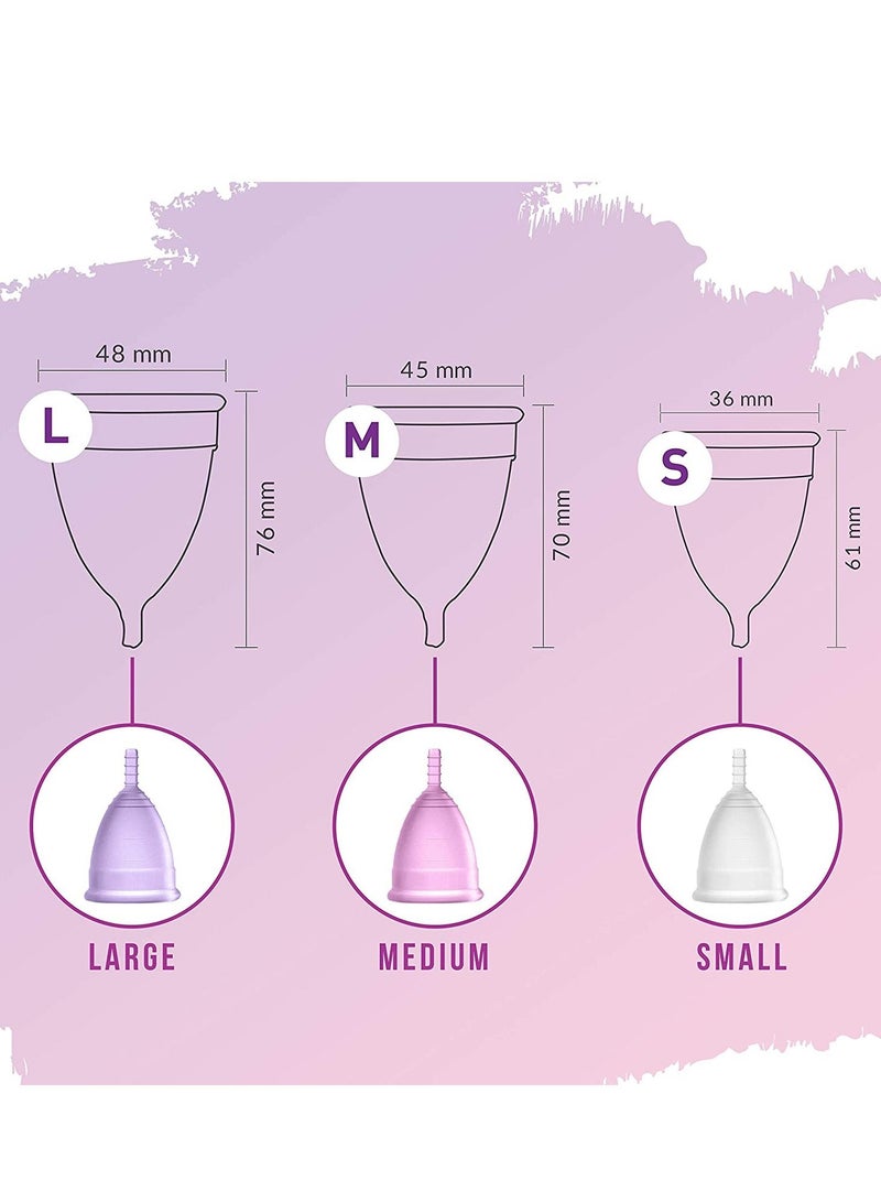 Sirona Reusable Menstrual Cup for Women Ultra Soft Odour Rash Free with Intimate Wet Wipes Large Cup and 10 Wipes