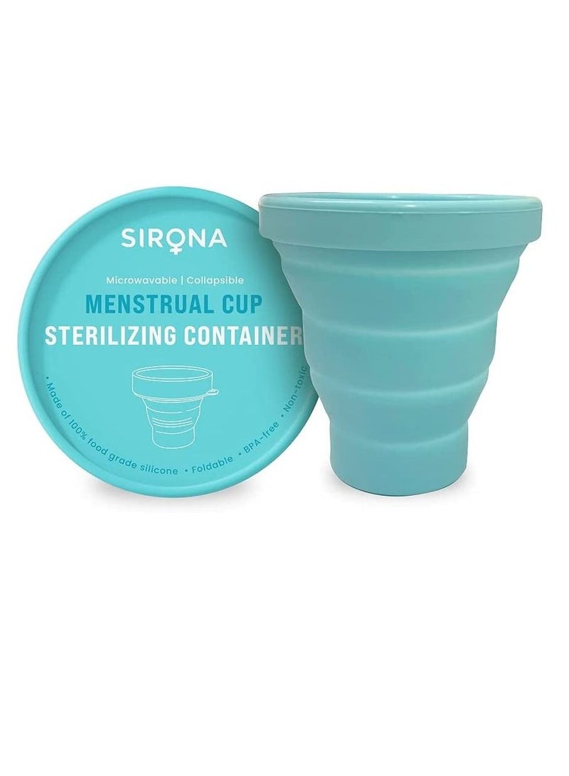 Sirona Collapsible Silicone Holder - Sterilizing Container Storage for Menstrual Cup - 1 Unit | Kills 99% Of Germs | Menstrual Cup Sterilizer