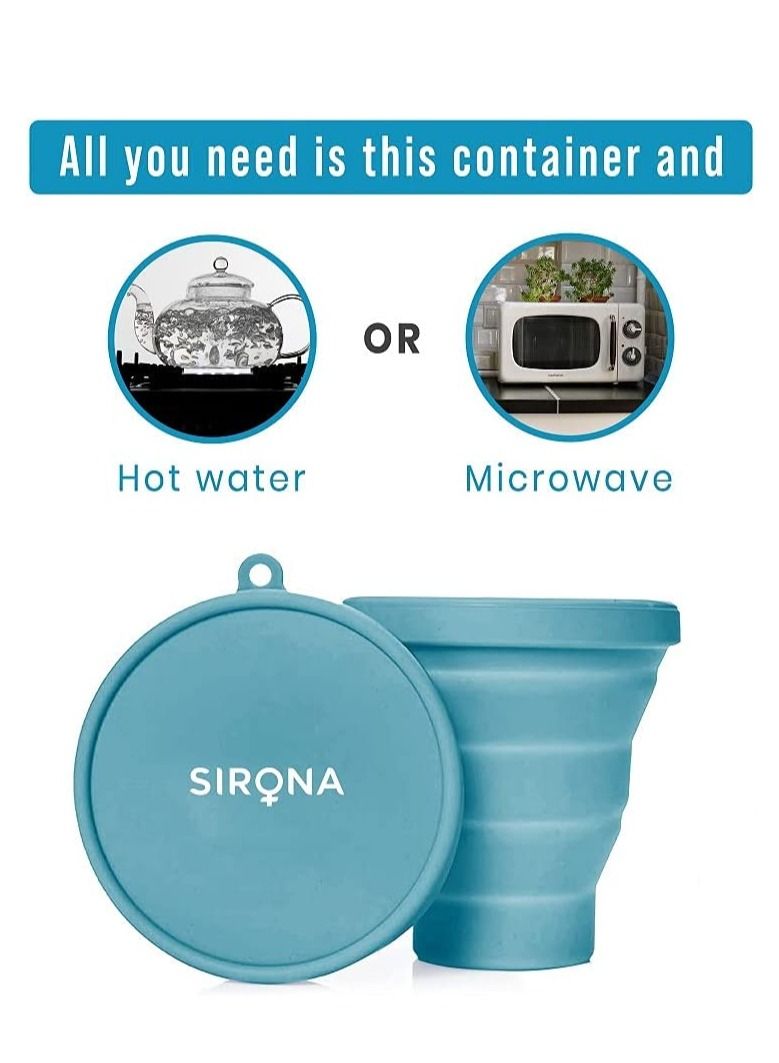 Sirona Collapsible Silicone Holder - Sterilizing Container Storage for Menstrual Cup - 1 Unit | Kills 99% Of Germs | Menstrual Cup Sterilizer