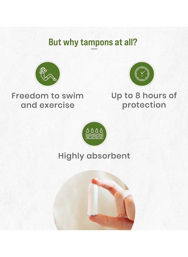 Organic Cotton Regular Flow Tampons 18 Pieces Pack