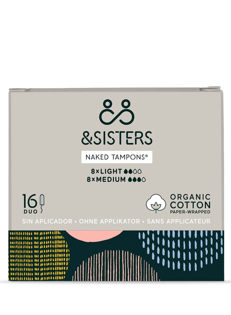 Naked Tampons Organic Cotton 8 Light & 8 Medium