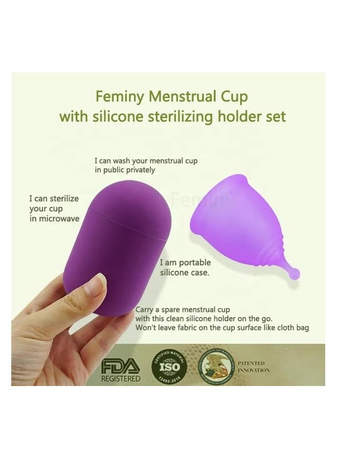 Feminy Menstrual Cup With Silicone Sterilizer Cup Or Cup Holder