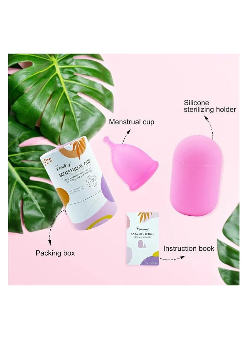 Feminy Menstrual Cup With Silicone Sterilizer Cup Or Cup Holder