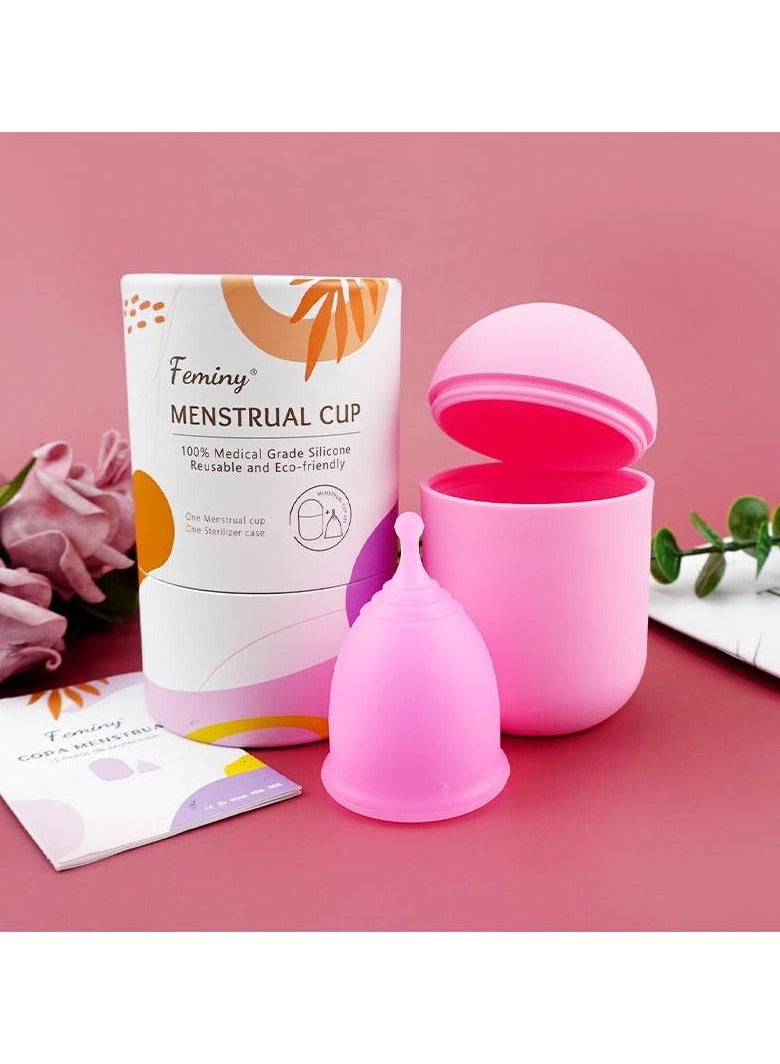 Feminy Menstrual Cup With Silicone Sterilizer Cup Or Cup Holder